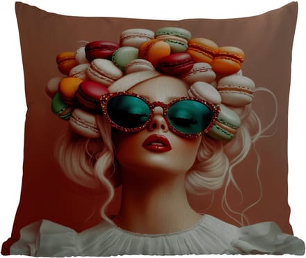Buitenkussen - Vrouw - Macarons - Bril - 45x45 cm - Weerbestendig