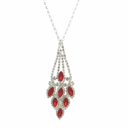 Ketting-Strass rood zilverplating- Charme Bijoux