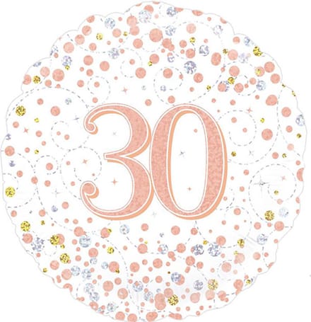 Oaktree - Folieballon 30 Jaar Sparkling Wit Rose Gold Holografisch 45 cm