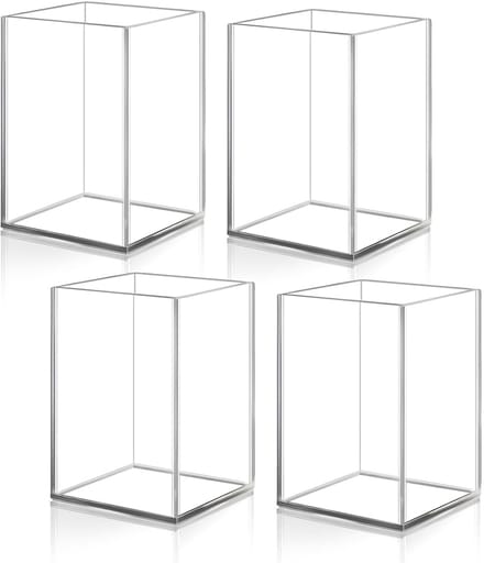 Bureau Penhouder - 4 stuks Acryl, Make Up Organizer, Transparant voor Kantoor, School, Thuis