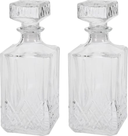 2x Glazen whiskey karaf met dop 750 ml - Glazen karaf/fles voor whiskey/whisky