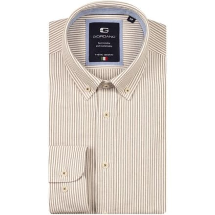 Giordano Overhemd Loretto Fine Striped Washed Classic Oxford Button-Down Kitt / male