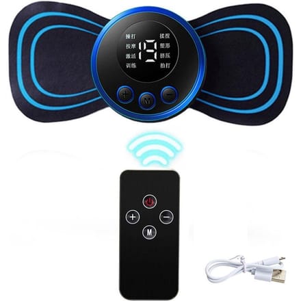 EMS multifunctionele draagbare mini-pulsmassage-patch Elektrische cervicale stimulator voor cervicale wervelkolom Fysiek 8-modus puls-spierstimulator-therapie Remote control version blauw