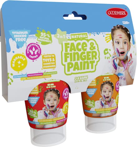 Natural Face & Fingerpaint Tube - Rood en Oranje, 2x65ml - schmink