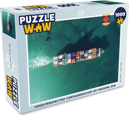 Puzzel containerschip op groene zee - Legpuzzel - Puzzel 1000 stukjes volwassenen