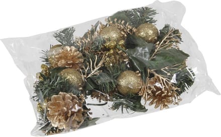 Othmar Decoration Kerststukje decoratie - 6x st - goud - op stekers - 12 cm - kerstversiering
