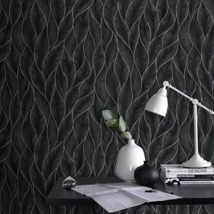 Decomode Vliesbehang Subtle Leaves - Blauw - Zilver - 10,05m X 53cm