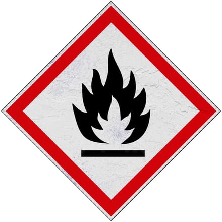 GHS02 ontvlambare stoffen bord | Forex Re materiaal | 40 x 40 cm