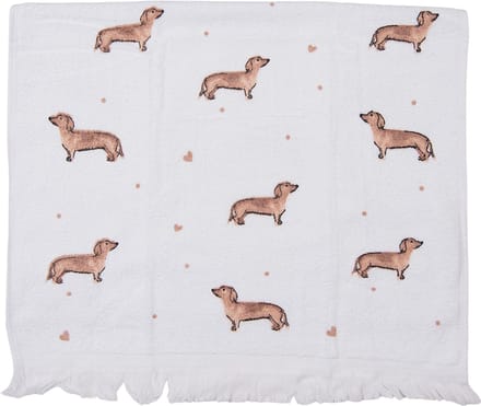 Clayre & Eef Gastendoekje 40x66 cm Beige Bruin Katoen Teckels