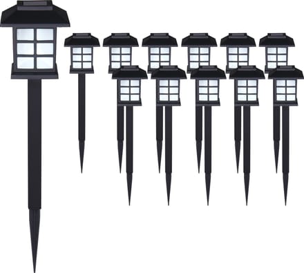Tuinlamp – Set van 12 Zonne energie 8,6x8x6x38cm - Zwart