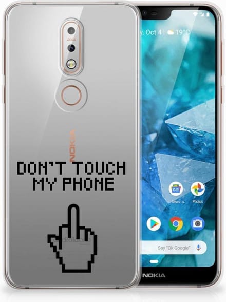 Nokia 7.1 Silicone-hoesje Finger Don't Touch My Phone
