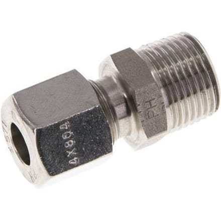 8L & R3/8'' RVS Rechte Snijringkoppeling Buitendraad 315bar ISO 8434-1