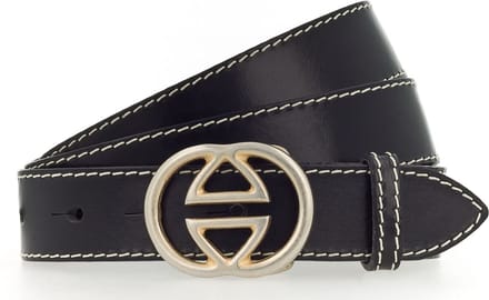 Vanzetti Leren Riem Leather Buckel Belt W105 Black Zwart