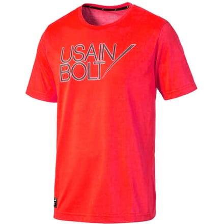 Puma Usain Bolt Logo Tee Neon T-Shirt Casual Trainings Top - Heren