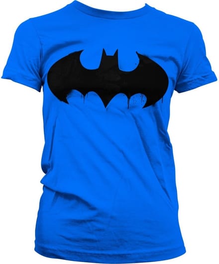 Batman Inked Logo Girly T-shirt voor dames, blauw