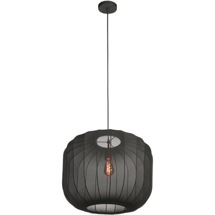 Hanglamp - zwart - Sable - metaal textiel - Ø 55cm - E27 - 4192ZW - Anne Lighting