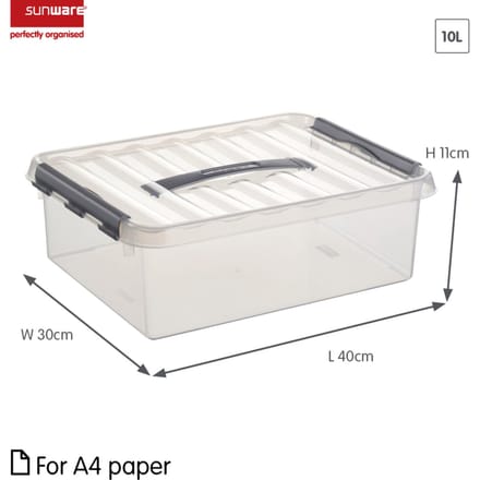 Sunware - Q-line opbergbox 10L transparant metaal - 40 x 30 x 11 cm