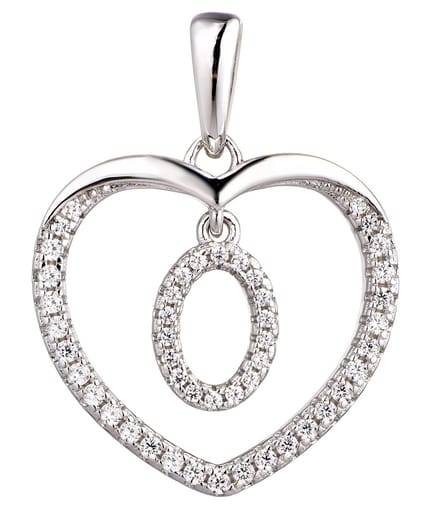 N3 Collecties 925 Hartje zilver Ketting met Hanger -Letter O