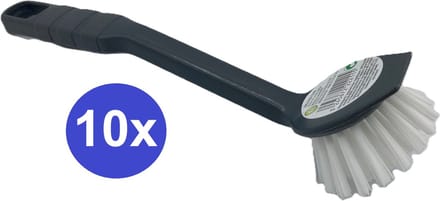 10x Afwasborstel Grijs met ophangoog - 21 cm