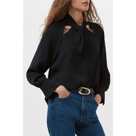 French Connection Carmen Crepe Tie Blouse Blackout Größe: S | Blusen Outlet | Damen | Schwarz