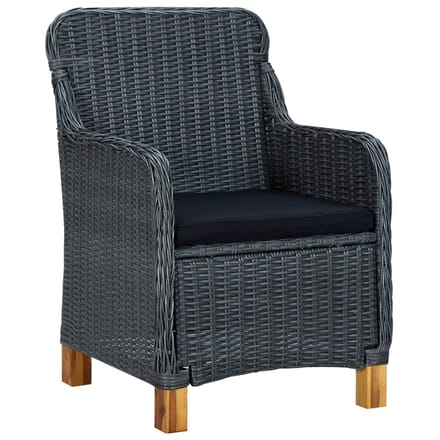 vidaXL - 7-delige - Tuinset - met - kussens - poly - rattan - donkergrijs
