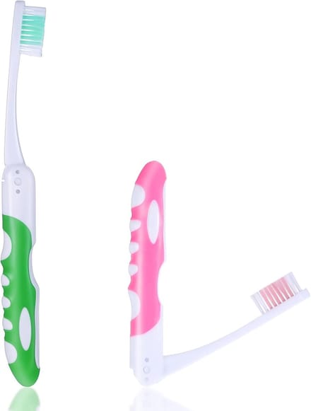 Reis Tandenborstels - Opvouwbaar Set - Hygiënisch Reizen - Zachte Borstelharen - 2 Stuks - Groen en Roze