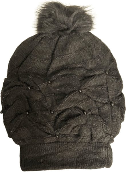 Fashionable Warme Dames Muts / Beanie | Met Pom Pom - Zwart
