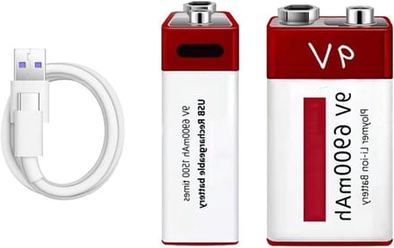 Oplaadbare Batterijen - 9V Lithium - Apparaten Voeden - USB Type-C Opladen - 6900mAh 4 Stuks - Zwart