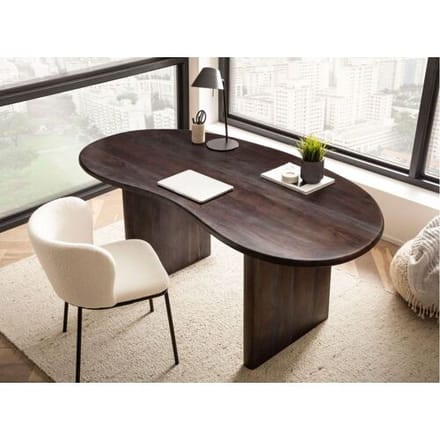 Wohnling Bureau acaciahout niervorm donkerbruin 180 cm