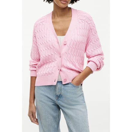 Tommy Hilfiger Mid Cable V-neck Ls Classic Pink Größe: XL | Cardigans Outlet | Damen | Rosa