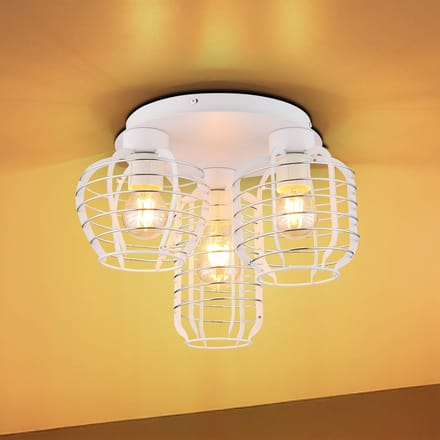 Globo Plafondlamp Nesa, Ø 37 cm, wit/chroom, metaal, 3-lamps