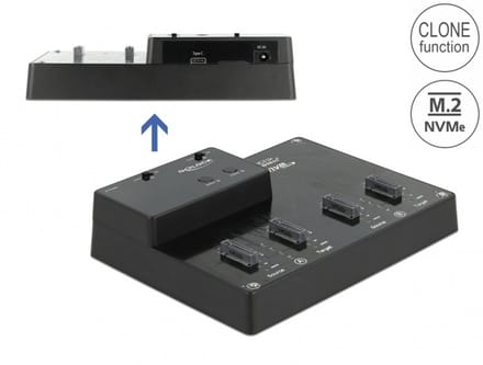 Delock M.2 Docking Station for 4 x M.2 NVMe PCIe SSD with Clone function