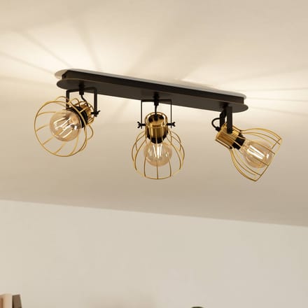 EGLO Sambatello Opbouwspot - E27 - 3-lichts - Zwart, Goud