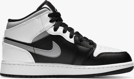 Nike Air Jordan 1 Mid GS, Black/White-LT Smoke Grey, 554725 073, EUR 36