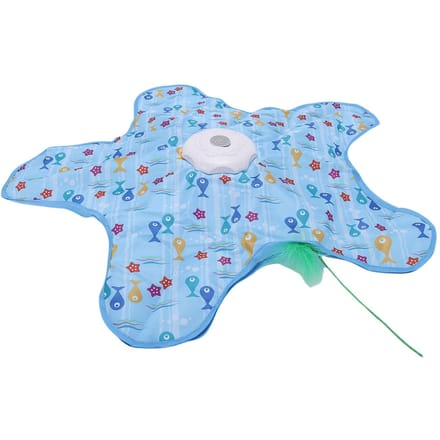 Jouet interactif pour chat activé au toucher Plume mobile Jeu de cache-cache Jouet électronique mobile caché pour chat Motif poisson white