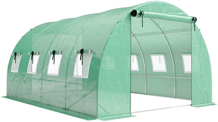4goodz Foliekas 4x3x2 m inloopkas kweektent 8 ramen 2 deuren - Groen