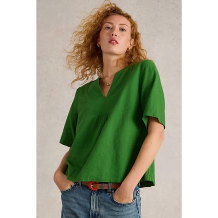 White Stuff Ash Linen Blend Top Mid Green Taglia: 6 | Magliette intime Outlet | Donna | Bianco