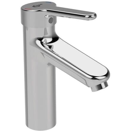 Ideal Standard Ceraplus 2 1-gats wastafelkraan m. vaste zelflegende uitloop m. greep 11cm verhoogd chroom