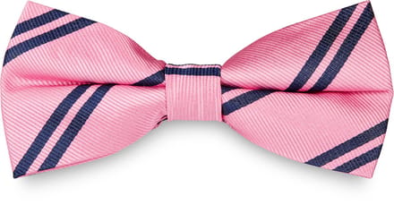 Roze Zijden Vlinderdas mt Dubbele Marineblauwe Streep