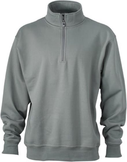 James and Nicholson Uniseks werkkleding Half Ritssweatshirt (Donkergrijs)