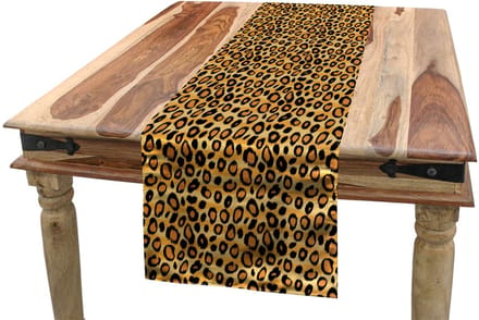 ABAKUHAUS Tafelloper met luipaardprint – 40x180 cm – Polyester – oranje/zwart