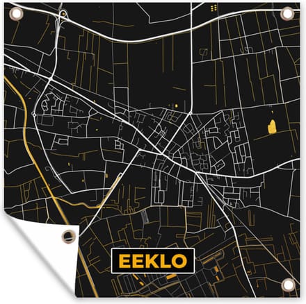 Tuinposters Stadskaart - Eeklo - Goud - Kaart - Plattegrond - 50x50 cm - Tuindoek