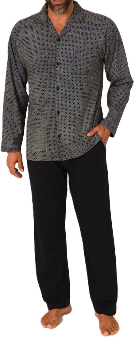 Herenpyjama met lange mouwen en doorknoopsluiting, ook in oversizes