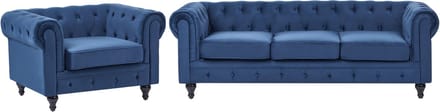 CHESTERFIELD - Woonkamerset - Marineblauw - Fluweel