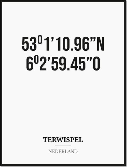 Poster/kaart TERWISPEL met coördinaten