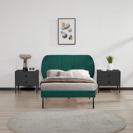 Gestoffeerd bed Porvoo met bedbodem 90x200 cm donkergroen [en.casa]