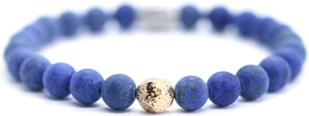 IbizaMen - Heren - armband - goud - lava - lapis lazuli - 21cm
