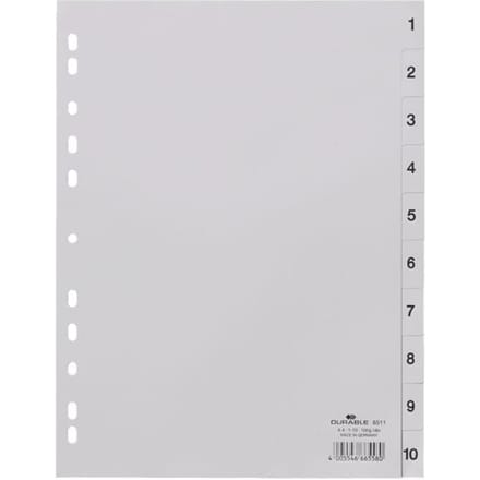 Durable 6511 Register Din A4 1-10 Polypropyleen Grijs 10 Tabbladen 651110
