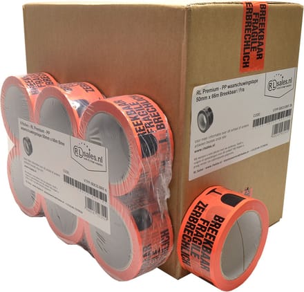RL Premium - Breekbaar Tape - 50mm x 66m - Doos 36 rollen