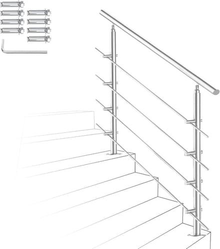 Trapleuning Roestvrij Staal - Moderne Leuning - Veilig Traplopen - Verstelbare Hoek - 120 cm Lengte - Geborsteld